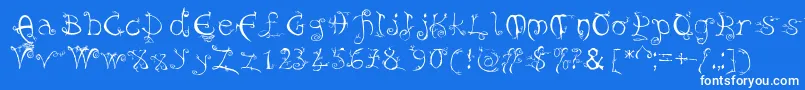 Evernight-Schriftart – Weiße Schriften auf blauem Hintergrund