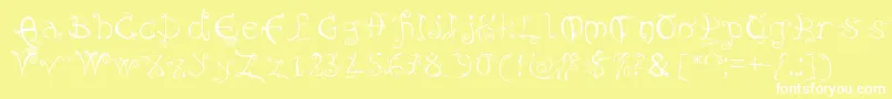 Evernight-fontti – valkoiset fontit keltaisella taustalla