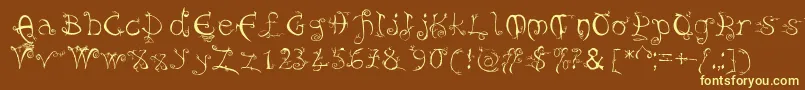 Evernight-fontti – keltaiset fontit ruskealla taustalla