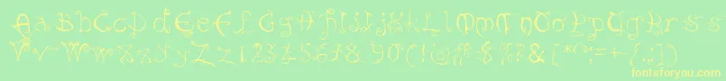 Evernight Font – Yellow Fonts on Green Background