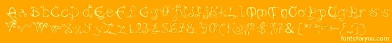 Czcionka Evernight – żółte czcionki na pomarańczowym tle