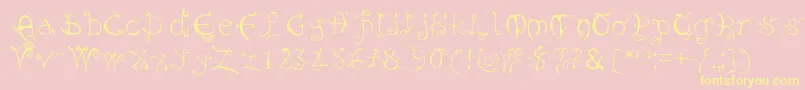 Evernight-Schriftart – Gelbe Schriften auf rosa Hintergrund