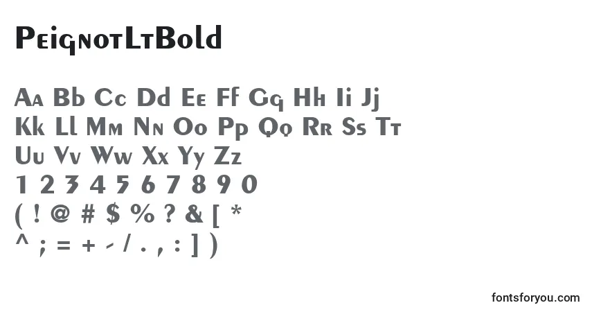Шрифт PeignotLtBold – алфавит, цифры, специальные символы