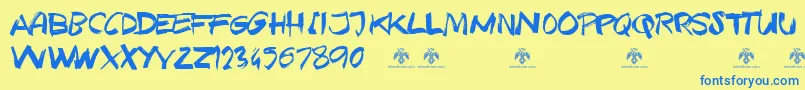 TexasGrungeDemo Font – Blue Fonts on Yellow Background