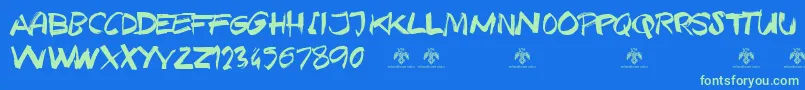 TexasGrungeDemo Font – Green Fonts on Blue Background