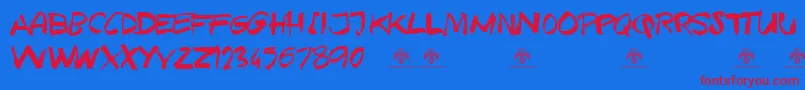 TexasGrungeDemo Font – Red Fonts on Blue Background