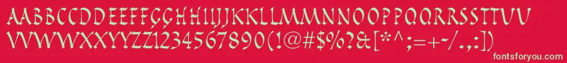 フォントPompeijanaLtRoman – 赤い背景に緑の文字