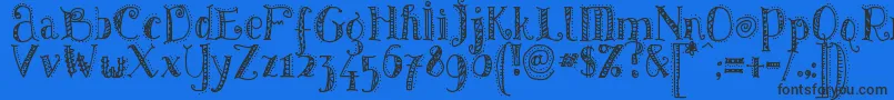Pattd-Schriftart – Schwarze Schriften auf blauem Hintergrund