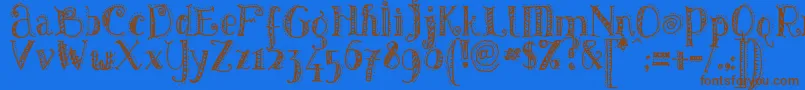 Pattd-Schriftart – Braune Schriften auf blauem Hintergrund