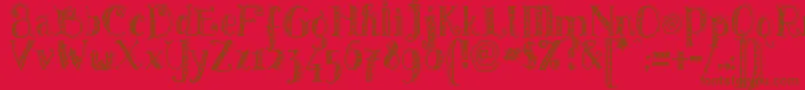 Pattd-Schriftart – Braune Schriften auf rotem Hintergrund