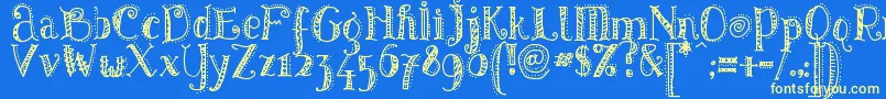 Pattd-Schriftart – Gelbe Schriften auf blauem Hintergrund