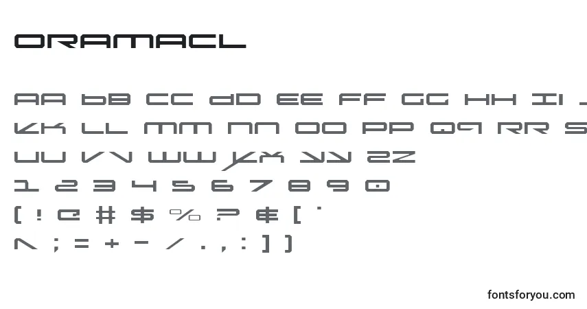 Schriftart Oramacl – Alphabet, Zahlen, spezielle Symbole