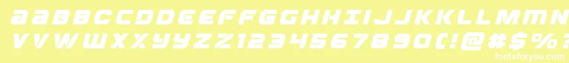 フォントOzdatitleital – 黄色い背景に白い文字