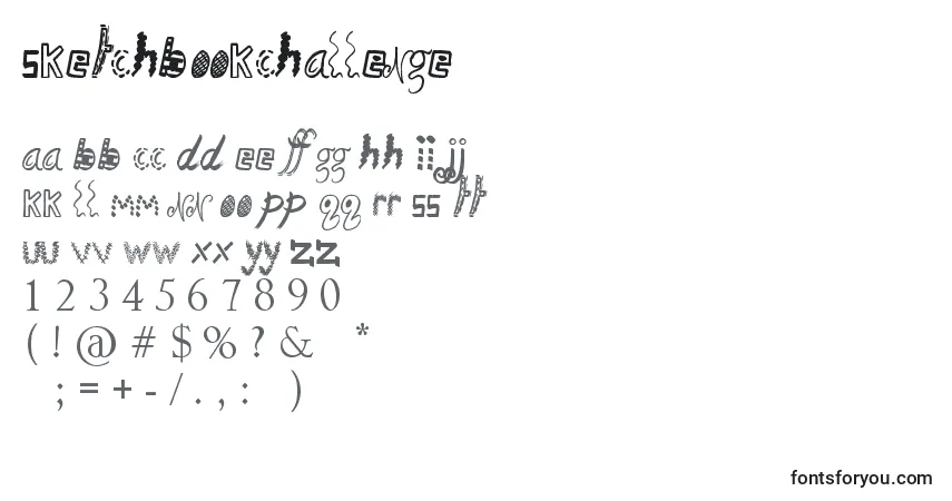 A fonte SketchbookChallenge – alfabeto, números, caracteres especiais