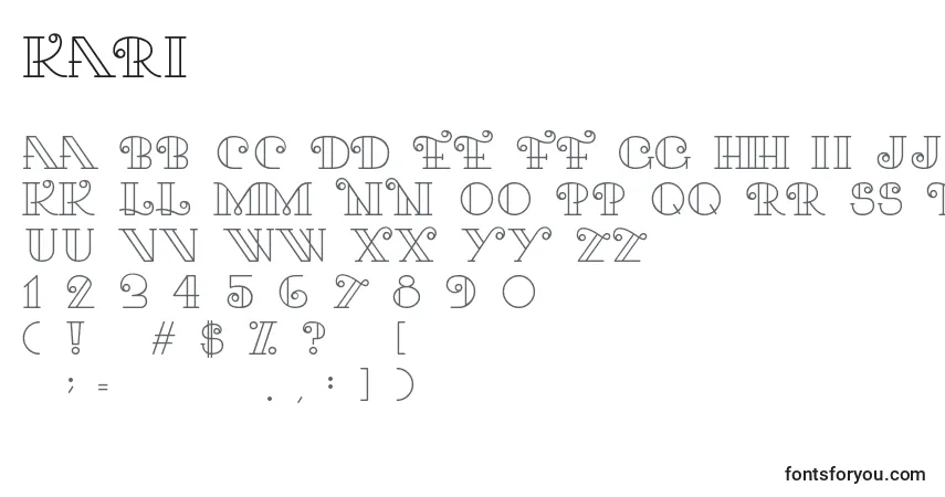 Kari-fontti – aakkoset, numerot, erikoismerkit