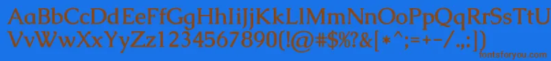 フォントCaudexBold – 茶色の文字が青い背景にあります。