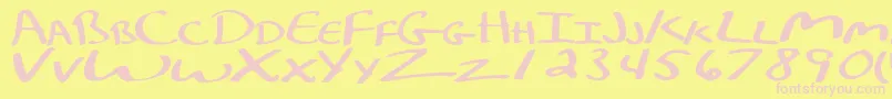 KelleycalligraphyRegular-Schriftart – Rosa Schriften auf gelbem Hintergrund