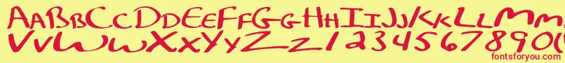 KelleycalligraphyRegular-Schriftart – Rote Schriften auf gelbem Hintergrund