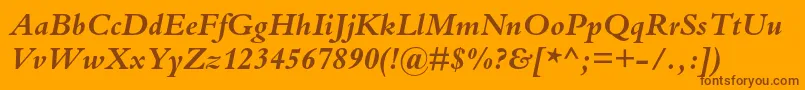 BembostdBolditalic Font – Brown Fonts on Orange Background