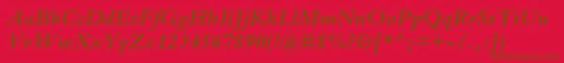 BembostdBolditalic Font – Brown Fonts on Red Background