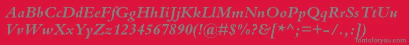 BembostdBolditalic Font – Gray Fonts on Red Background