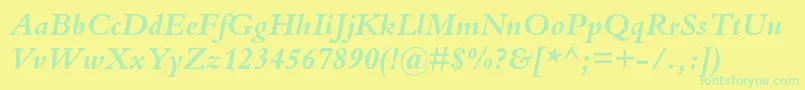 BembostdBolditalic Font – Green Fonts on Yellow Background
