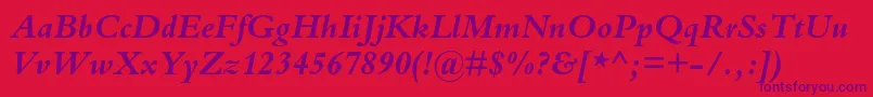 BembostdBolditalic Font – Purple Fonts on Red Background
