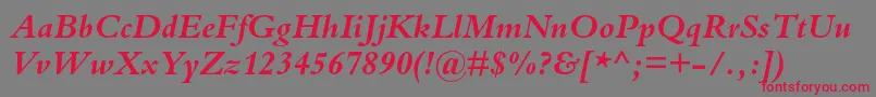 BembostdBolditalic Font – Red Fonts on Gray Background