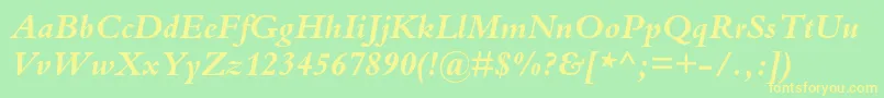 フォントBembostdBolditalic – 黄色の文字が緑の背景にあります