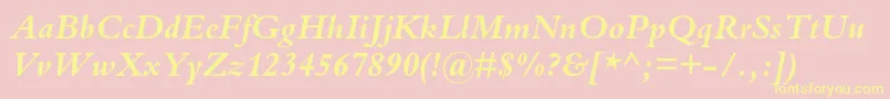 BembostdBolditalic Font – Yellow Fonts on Pink Background