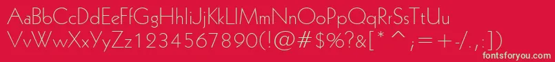 フォントGeometric231LightBt – 赤い背景に緑の文字