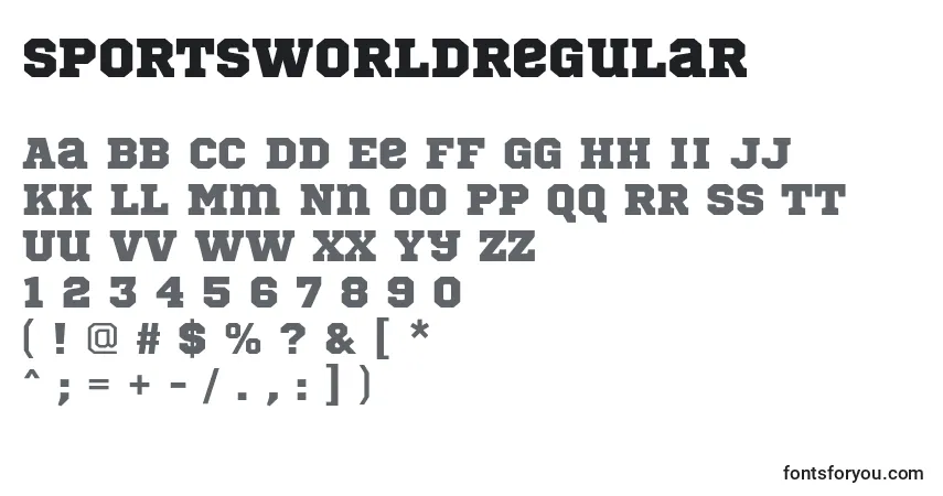 Schriftart SportsWorldRegular (58642) – Alphabet, Zahlen, spezielle Symbole