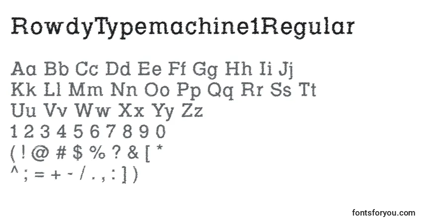 A fonte RowdyTypemachine1Regular – alfabeto, números, caracteres especiais