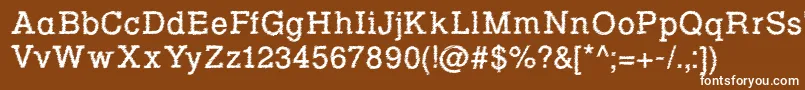 Czcionka RowdyTypemachine1Regular – białe czcionki na brązowym tle