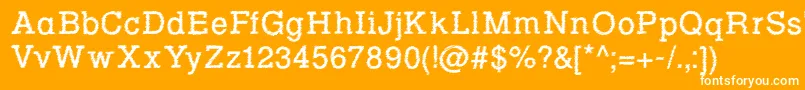 Czcionka RowdyTypemachine1Regular – białe czcionki na pomarańczowym tle