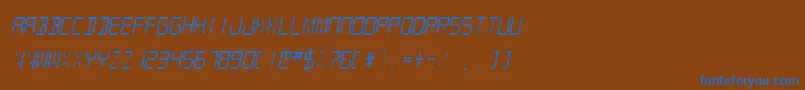 SfdigitalreadoutMediumobli Font – Blue Fonts on Brown Background
