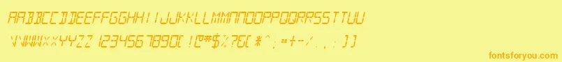 SfdigitalreadoutMediumobli Font – Orange Fonts on Yellow Background