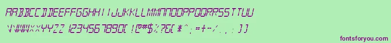 フォントSfdigitalreadoutMediumobli – 緑の背景に紫のフォント