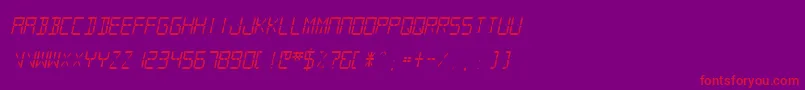 SfdigitalreadoutMediumobli Font – Red Fonts on Purple Background