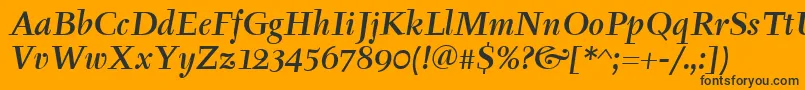 TyfaItcMediumItalic-Schriftart – Schwarze Schriften auf orangefarbenem Hintergrund