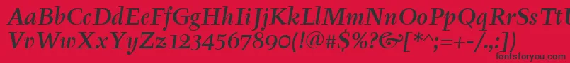 TyfaItcMediumItalic Font – Black Fonts on Red Background