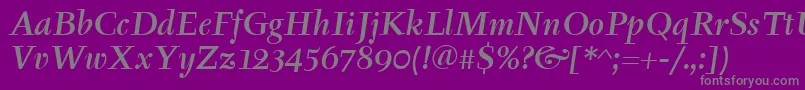 Weitere Informationen zur TyfaItcMediumItalic-Schriftart TyfaItcMediumItalic-Schriftart – Graue Schriften auf violettem Hintergrund