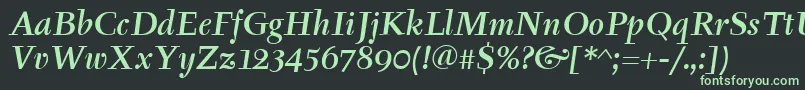 フォントTyfaItcMediumItalic – 黒い背景に緑の文字