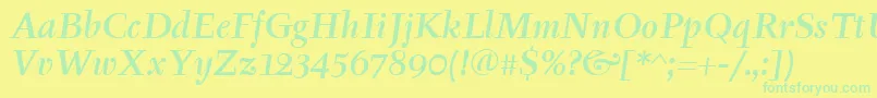 TyfaItcMediumItalic Font – Green Fonts on Yellow Background