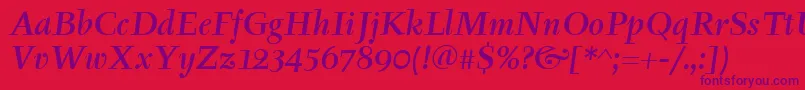 TyfaItcMediumItalic Font – Purple Fonts on Red Background