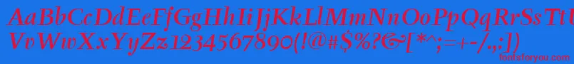 TyfaItcMediumItalic Font – Red Fonts on Blue Background