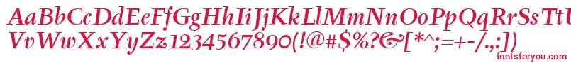 TyfaItcMediumItalic Font – Red Fonts on White Background