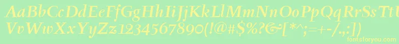 Fonte TyfaItcMediumItalic – fontes amarelas em um fundo verde