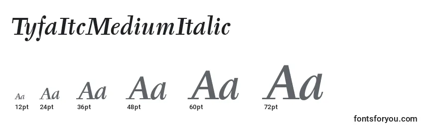 Размеры шрифта TyfaItcMediumItalic