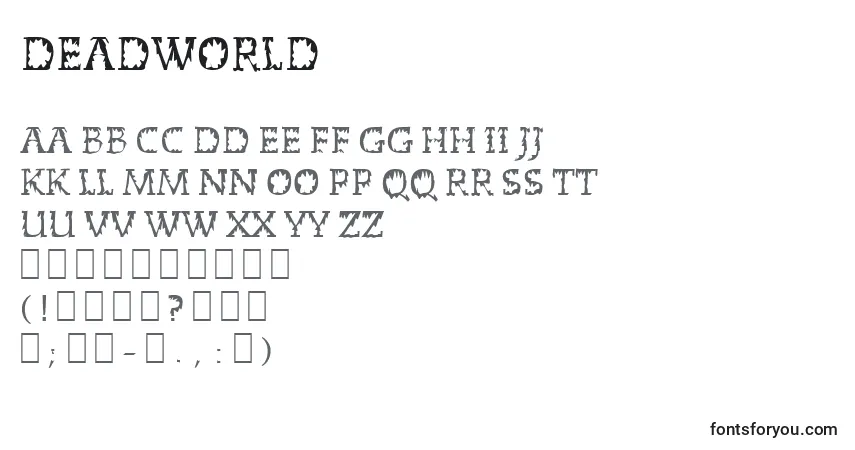 Schriftart DeadWorld – Alphabet, Zahlen, spezielle Symbole